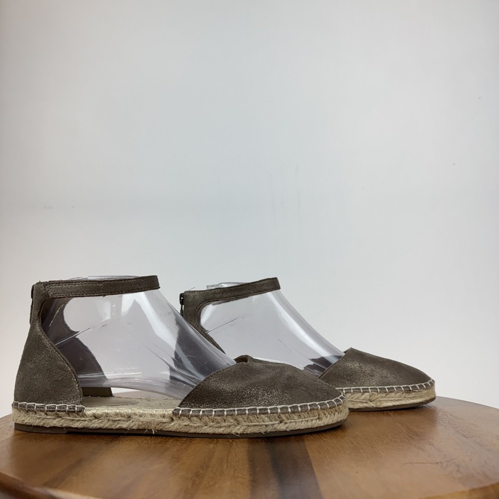 Womens Eileen Fisher Lala Tumbled Metallic Leather Espadrille Sandals Size 8 M